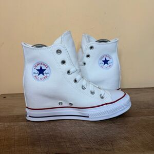 Converse Women's CTAS hidden Wedge Platform high-top sneakers white shoes size 8